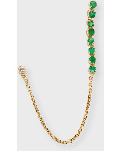 Kastel Jewelry 14k Emerald And Diamond Chain Earring, Single - Multicolor
