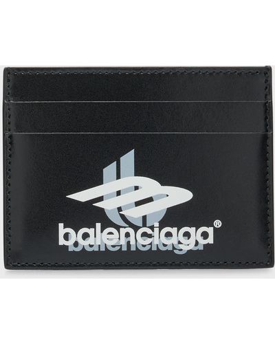 Balenciaga Sport Logo Leather Card Holder - Black