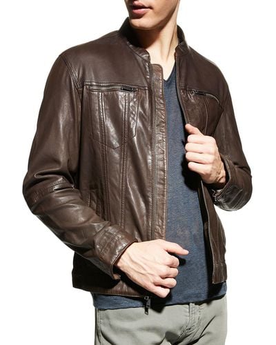 John Varvatos Lambskin Leather Jacket - Brown