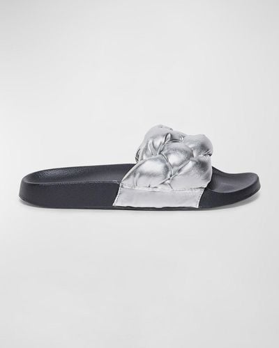 Bernardo Rylee Braided Metallic Slide Sandals - Gray