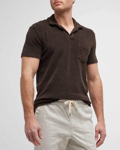 Orlebar Brown Terry Towelling Polo Shirt - Black