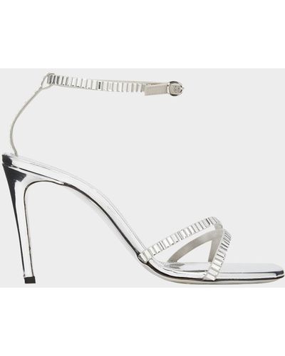 Victoria Beckham Metallic Rhinestone Crisscross Stiletto Sandals - White