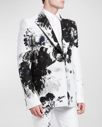 Alexander McQueen Dutch Floral Jacquard Sport Coat - White