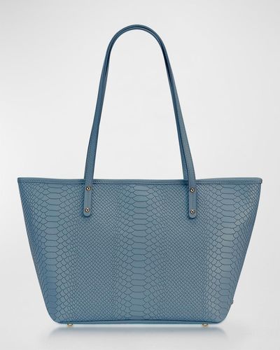 Gigi New York Taylor Zip Python-embossed Tote Bag - Blue