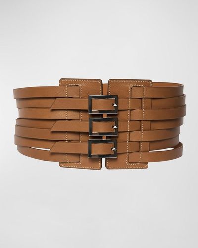 Vaincourt Paris Strap Leather Waist Belt - Brown