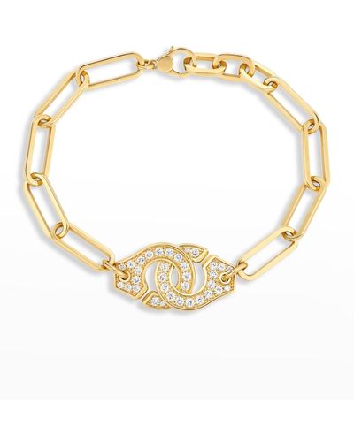 Dinh Van Yellow Gold Menottes R15 Extra-large Bracelet With Full Diamonds - Metallic