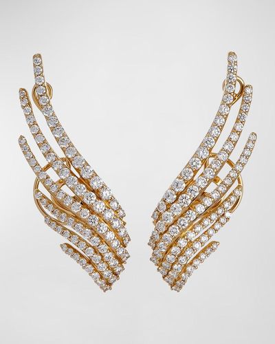 Krisonia 18k Yellow Gold Multi Row Earrings With Diamonds - Metallic