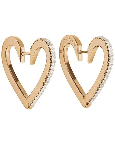 CADAR 18K Rose Medium Diamond Heart Hoop Earrings - White