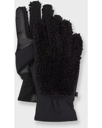 UGG Fluff Gloves With Leather Palm - Black