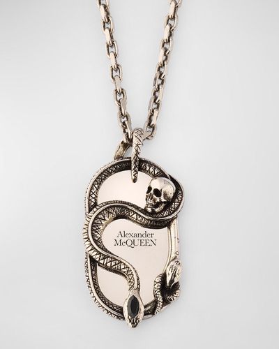 Alexander McQueen Snake And Skull Necklace - White