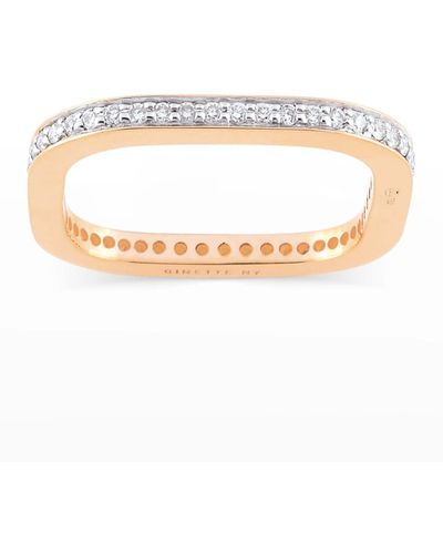 Ginette NY Tv 18k Rose Gold Diamond Ring, Size 7.5 - White