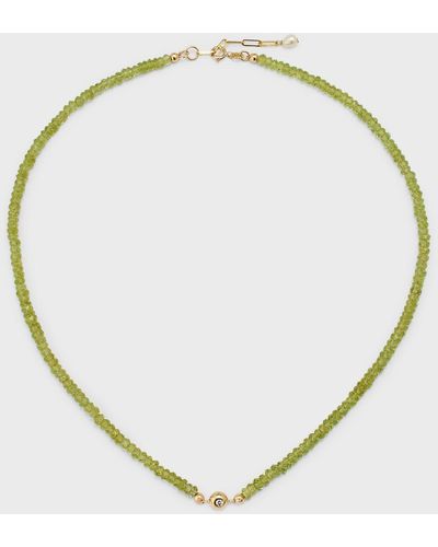 POPPY FINCH Peridot And Single Diamond Necklace - Metallic