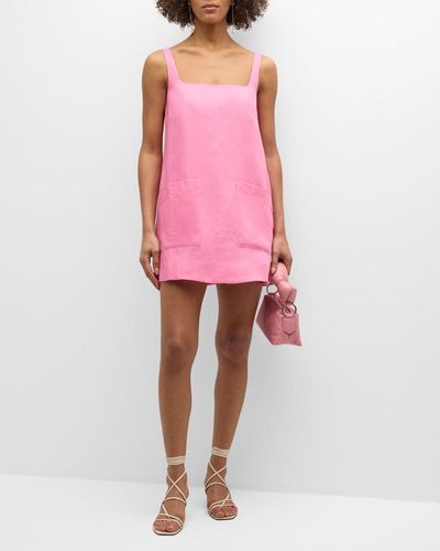 Bondi Born Delphi Organic Linen Sleeveless Mini Shift Dress - Pink