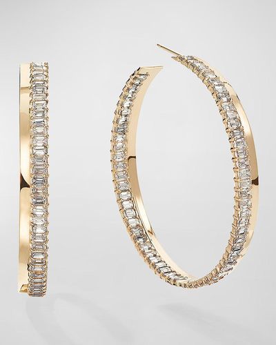 Lana Jewelry Yellow Gold Bar & Pavé Diamond Hoop Earrings - Natural
