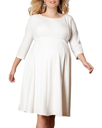 TIFFANY ROSE Maternity Sienna 3/4-sleeve Ponte Roma Jersey Dress - White