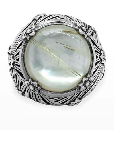 Stephen Dweck Rutilated Quartz And Mother-of-pearl Ring, Size 7 - Metallic