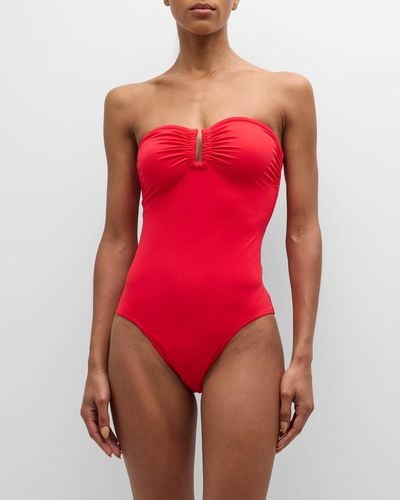Ulla Johnson Monterey Bandeau One-Piece Swimsuit - Red