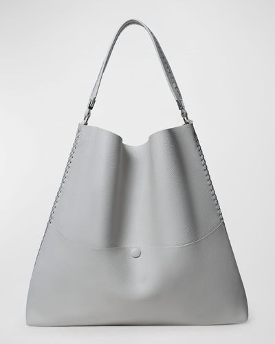 Callista Grained Leather Slim Tote Bag - Gray