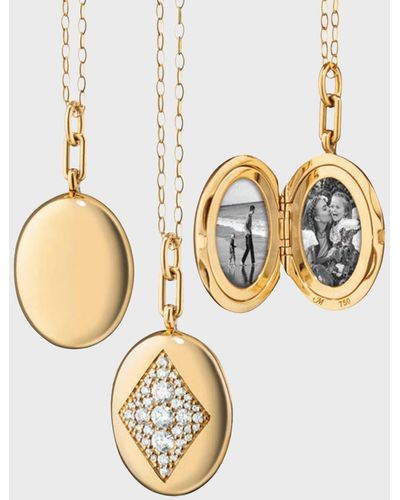 Monica Rich Kosann 18k Yellow Gold Charlotte Oval Locket Necklace With Diamonds - Metallic