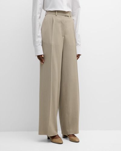The Row Roan Pleated Wide-Leg Pants - Natural