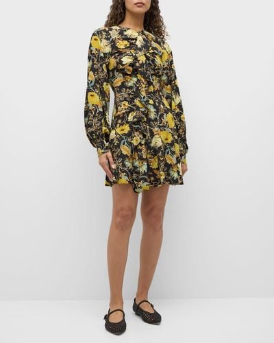 Ulla Johnson Salima Floral Ruffle Mini Dress - Yellow