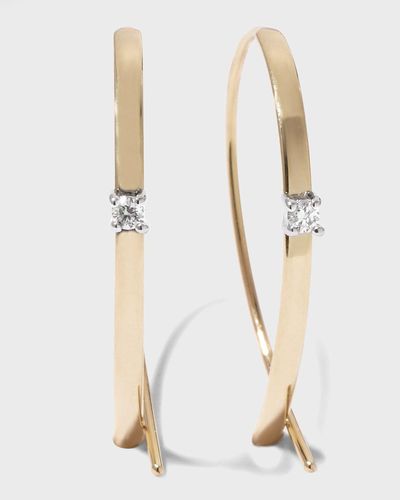 Lana Jewelry Solo Mini Flat Upside Down Hoops With Diamonds - White