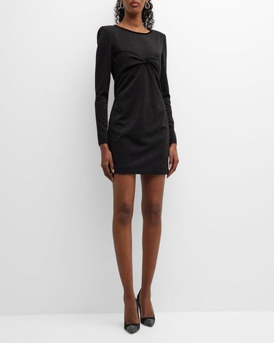Emporio Armani Twist-Front Shimmer Mini Dress - Black