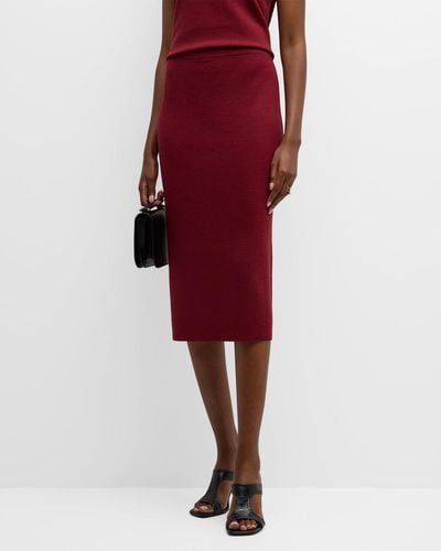 Eileen Fisher Washable Wool Crepe Knee-Length Skirt - Red