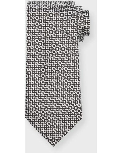 Charvet Textured Bicolor Silk Tie - White