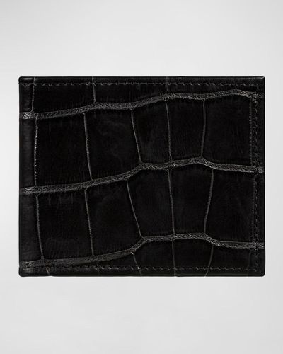 Graphic Image Alligator Leather Wallet - Black