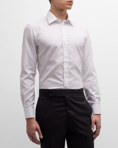 Charvet Slim Fit Covered Placket Dress Shirt - White