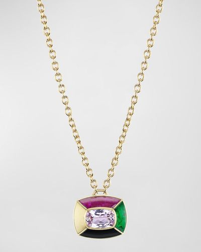 Emily P. Wheeler Mini Patchwork Necklace In 18k Yellow Gold And Kuzite - White