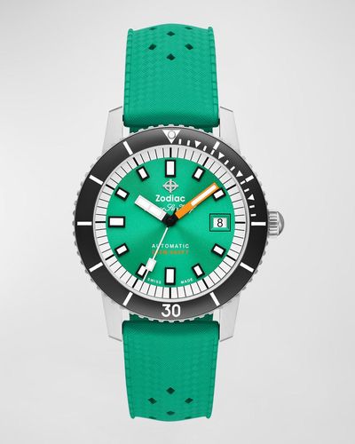 Zodiac Super Sea Wolf Compression Automatic Rubber Watch, 40Mm - Green