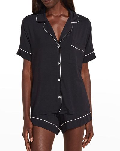 Eberjey Gisele Relaxed Short Pajama Set - Black