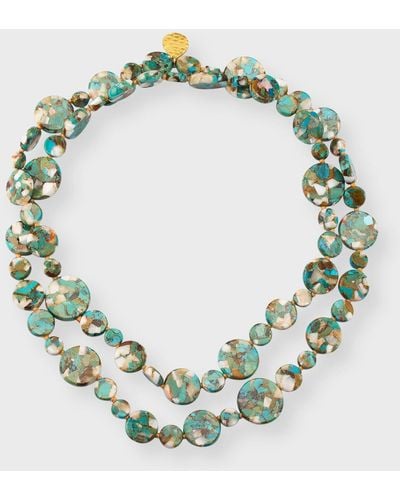 Devon Leigh Long And Pearly Coin Necklace, 36"L - Green