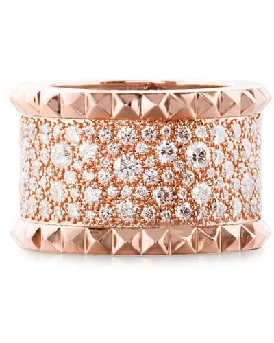 Roberto Coin Rock & Diamonds 18k Rose Gold Ring With Diamonds, Size 6.5 - Pink