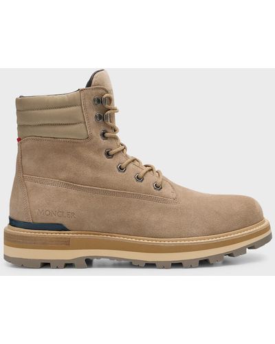 Moncler Peka Leather Lace-Up Hiking Boots - Natural