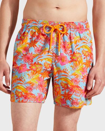 Vilebrequin Tahiti Flower-Print Swim Shorts - Orange