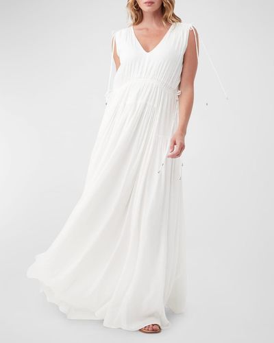 Trina Turk Stellara Sleeveless Ruched Maxi Dress - White