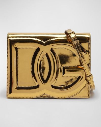 Dolce & Gabbana Dg Logo Flap Metallic Shoulder Bag