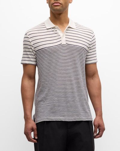 ATM Striped Slub Jersey Polo Shirt - Gray