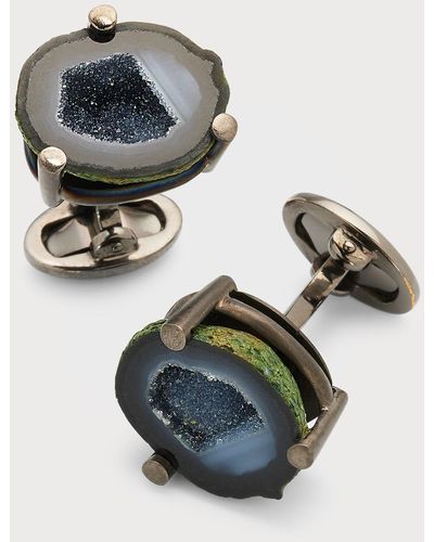Jan Leslie Druzy Crystallized Gemstone Cufflinks - Black