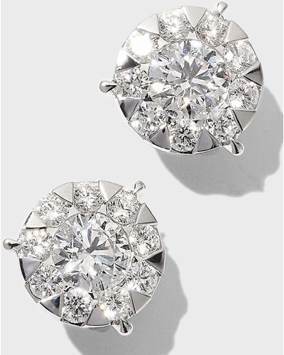 Memoire White Gold Diamond Bouquet 3-prong Stud Earrings