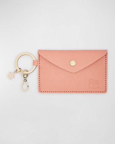 Il Bisonte Keyring Leather Card Holder - Pink