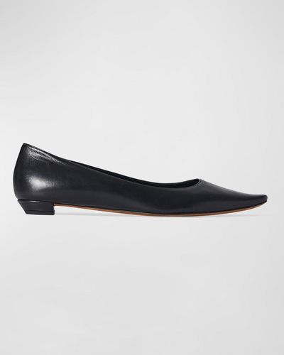 The Row Claudette Leather Ballerina Flats - Black