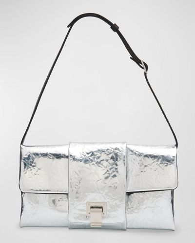 Proenza Schouler Flap Crinkled Metallic Leather Shoulder Bag