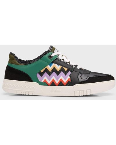 Missoni Basket Leather And Textile Low-Top Sneakers - Multicolor