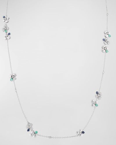 Miseno Ischia 18k White Gold Diamond, Sapphire, And Emerald Station Necklace