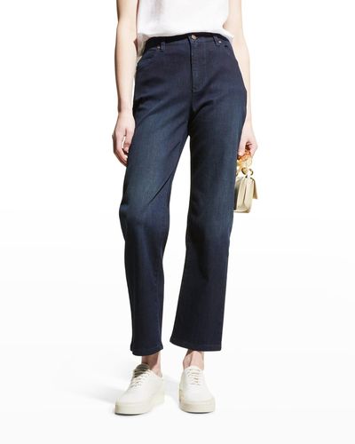 Eileen Fisher Stretch Organic Cotton High-Waist Ankle Jeans - Blue