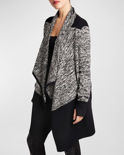 BLANC NOIR Melange-blocked Cardigan - Gray